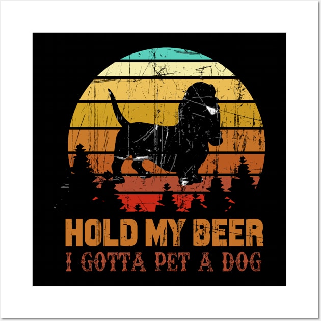 Holding My Beer I Gotta Pet This Basset Hound Wall Art by Walkowiakvandersteen